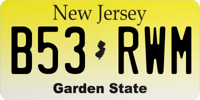 NJ license plate B53RWM