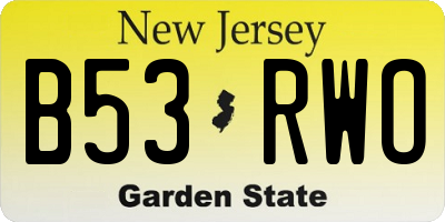 NJ license plate B53RWO