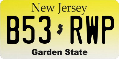 NJ license plate B53RWP