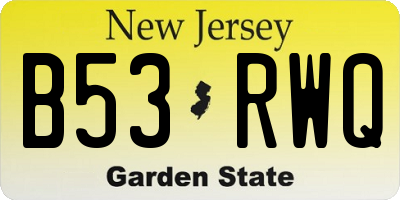 NJ license plate B53RWQ