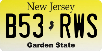 NJ license plate B53RWS