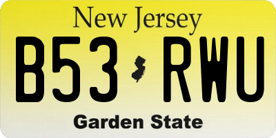 NJ license plate B53RWU