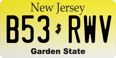 NJ license plate B53RWV