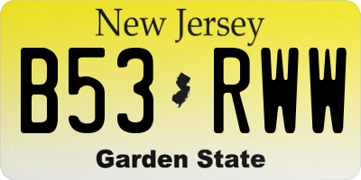 NJ license plate B53RWW