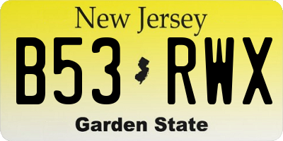 NJ license plate B53RWX