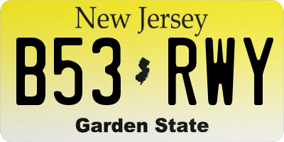 NJ license plate B53RWY