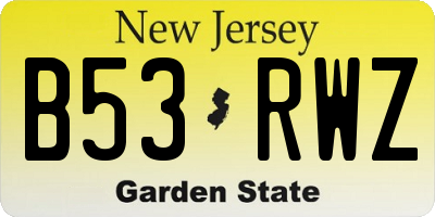 NJ license plate B53RWZ