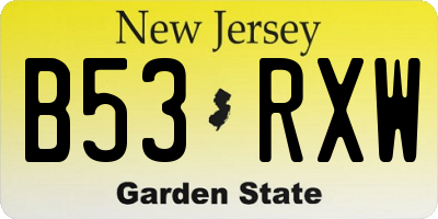 NJ license plate B53RXW