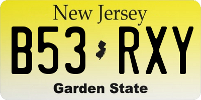 NJ license plate B53RXY