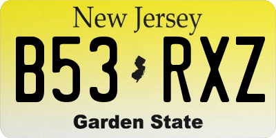NJ license plate B53RXZ