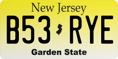NJ license plate B53RYE