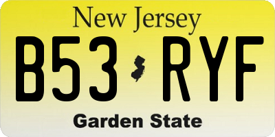 NJ license plate B53RYF