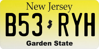 NJ license plate B53RYH
