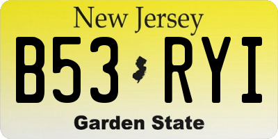 NJ license plate B53RYI