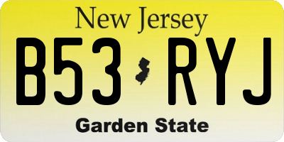 NJ license plate B53RYJ