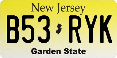NJ license plate B53RYK