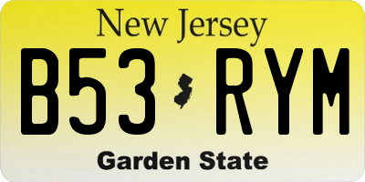 NJ license plate B53RYM