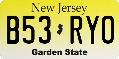 NJ license plate B53RYO
