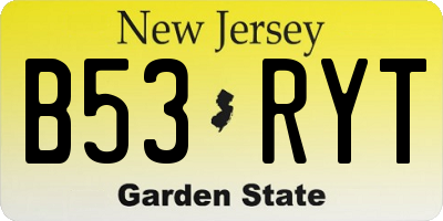 NJ license plate B53RYT