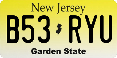 NJ license plate B53RYU