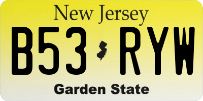 NJ license plate B53RYW