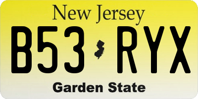NJ license plate B53RYX