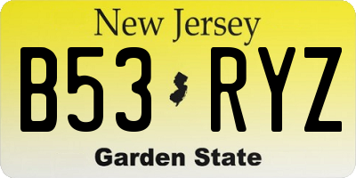 NJ license plate B53RYZ