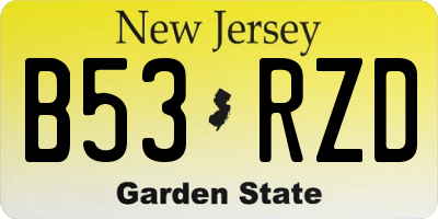 NJ license plate B53RZD