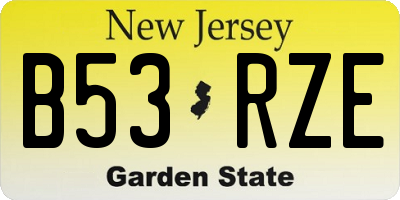 NJ license plate B53RZE
