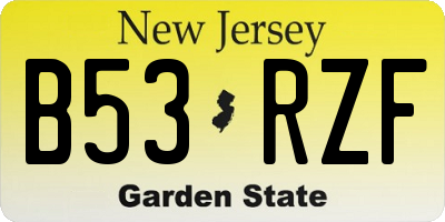 NJ license plate B53RZF