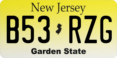 NJ license plate B53RZG