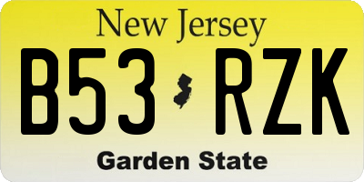 NJ license plate B53RZK