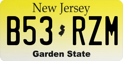 NJ license plate B53RZM