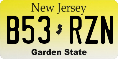 NJ license plate B53RZN