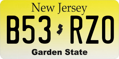 NJ license plate B53RZO