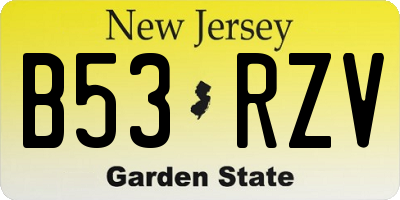 NJ license plate B53RZV