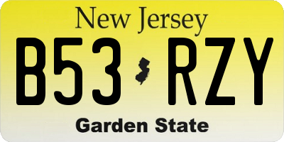 NJ license plate B53RZY