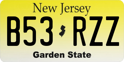 NJ license plate B53RZZ