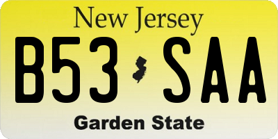 NJ license plate B53SAA