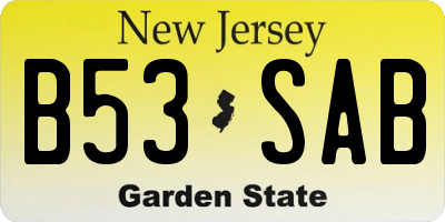 NJ license plate B53SAB