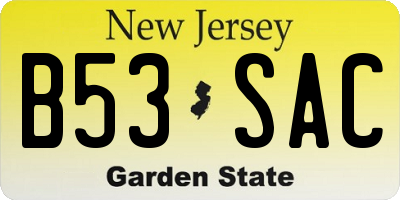 NJ license plate B53SAC