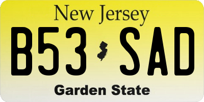 NJ license plate B53SAD