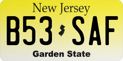NJ license plate B53SAF