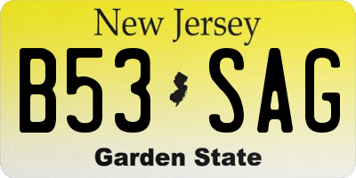 NJ license plate B53SAG