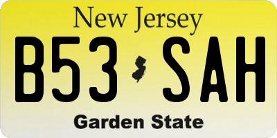 NJ license plate B53SAH