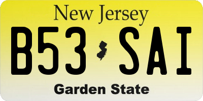 NJ license plate B53SAI