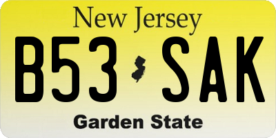 NJ license plate B53SAK