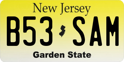 NJ license plate B53SAM