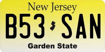NJ license plate B53SAN
