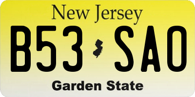 NJ license plate B53SAO